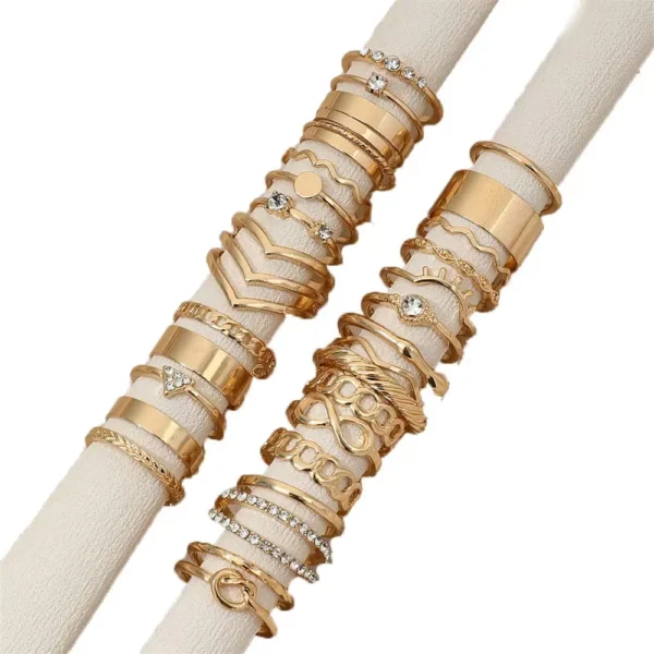30pcs Elegant Stacking Rings Trendy Infinity / Chain / Knot Design Inlaid Rhinestone Golden Daily Outfits Party Accessories - Image 5
