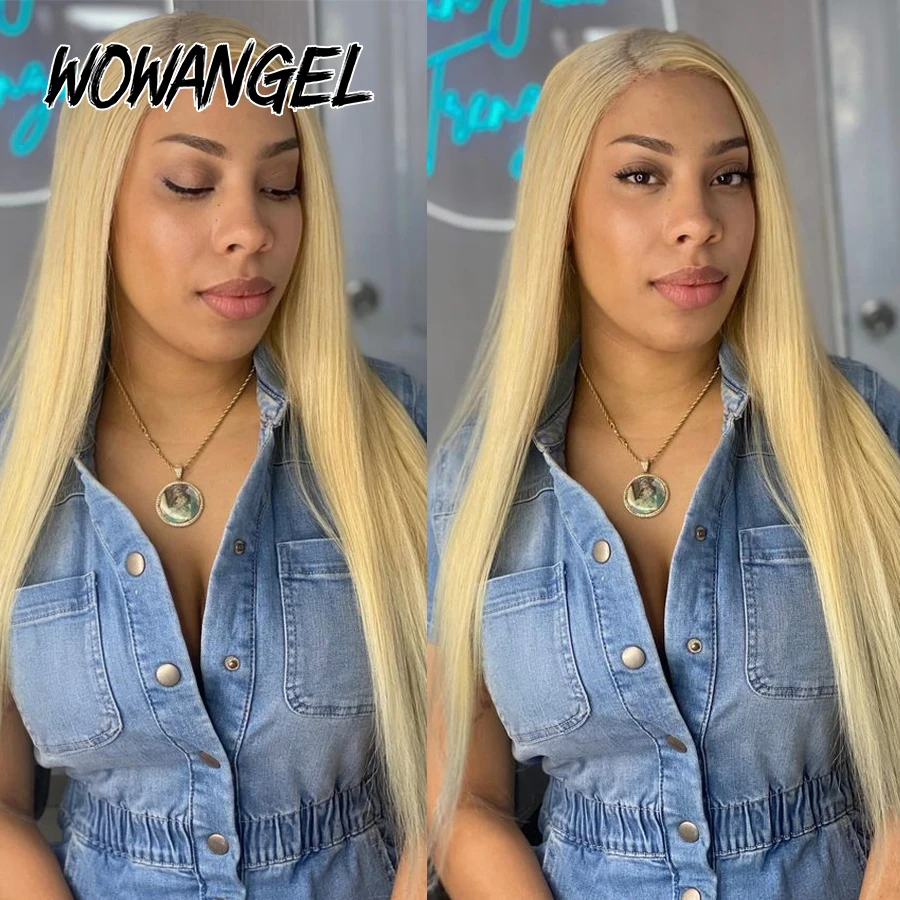 Wow Angel 613 Blonde 13X6 HD Lace Full Frontal Wigs Straight Human Hair Wigs Pre Plucked Deep Parting Brazilian Hair For Women - Image 4