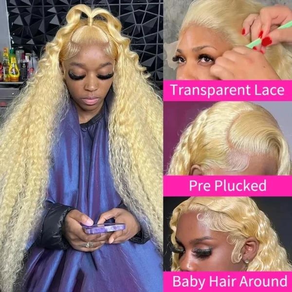 30 Inch 13x6 Transparent HD 613 Honey Blonde Deep Wave Lace Frontal Wigs Brazilian 13x4 Curly Colored Lace Front Human Hair Wigs - Image 4