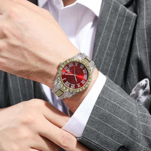 Men Watches 2pcs Luxury Men's Fashion Business Sport Watch Calendar Quartz Wristwatches Relogio Masculino Cuban Bracelet Set - Image 4