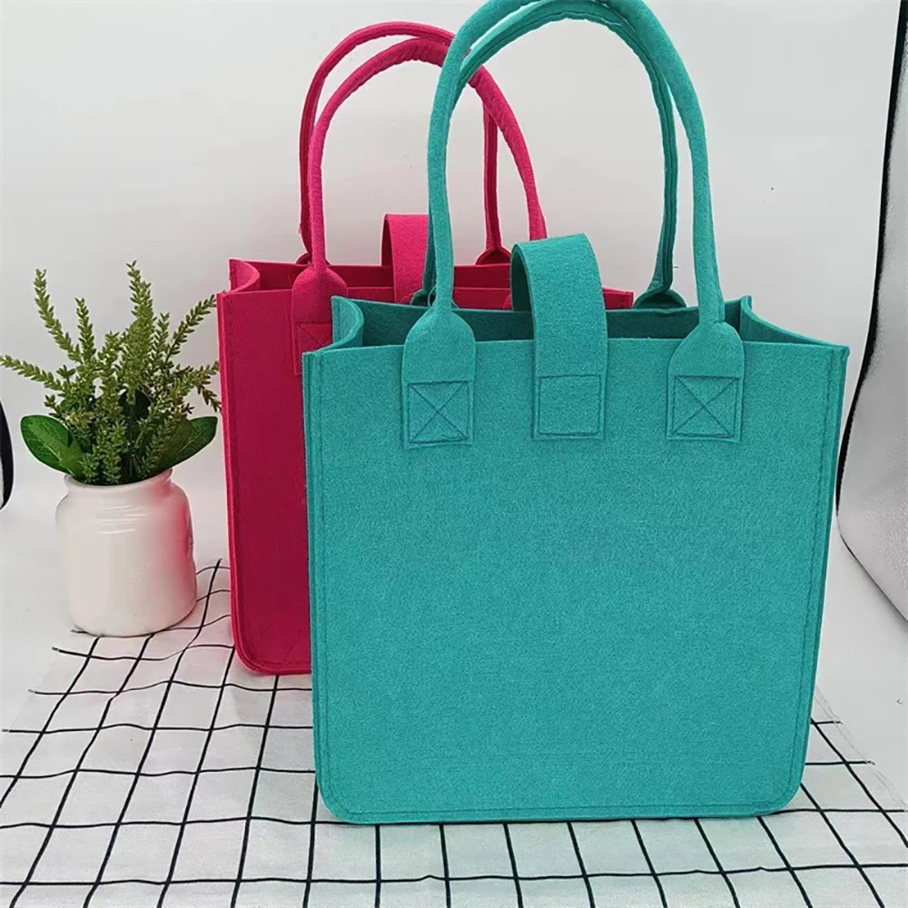 Women Bag Felt Cloth Handbag Female Large Capacity Totes Bag Portable Ladies Solid Color Travel Shopping Bags Purses Gift Bag