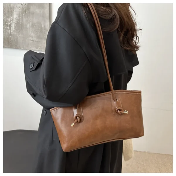 Pu Leather Shoulder Bag Trendy Retro Tote Bags Large Capacity Tote High-Quality Female Handbag For Daily Use Outdoor Activities - Image 3