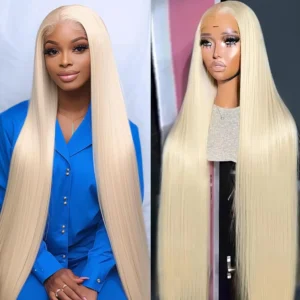 613 Blonde Colored Straight 13x4 13x6 HD Transparent Full Frontal Lace Human Hair Wigs Lace Front Wigs For Women 40 46 Inches