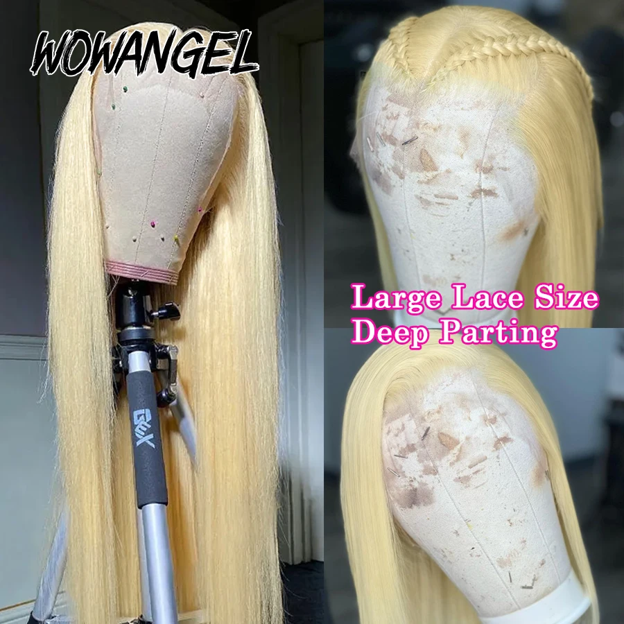Wow Angel 613 Blonde 13X6 HD Lace Full Frontal Wigs Straight Human Hair Wigs Pre Plucked Deep Parting Brazilian Hair For Women - Image 3