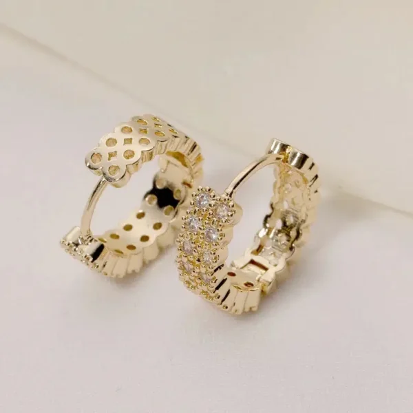 Fashionable And Elegant Shining Zircon Golden Hoop Earrings For Women's Classic Retro Banquet Decoration Exquisite Festival Gift - Image 3
