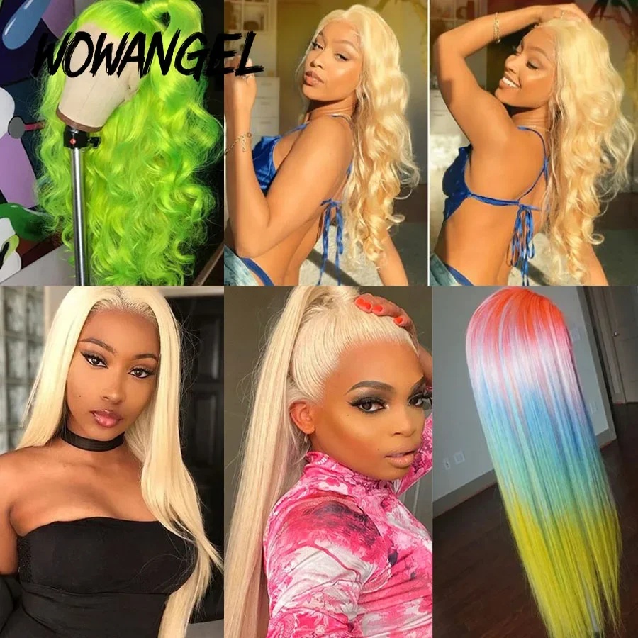 Wow Angel 613 Blonde 13X6 HD Lace Full Frontal Wigs Straight Human Hair Wigs Pre Plucked Deep Parting Brazilian Hair For Women - Image 6