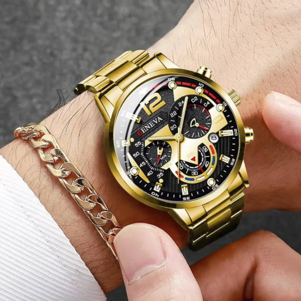 2PCS Fashion Men Business Watche Bracelet Set Luxury Male's Analog Quartz Wristwatch Reloj Hombre（Without Box） - Image 3